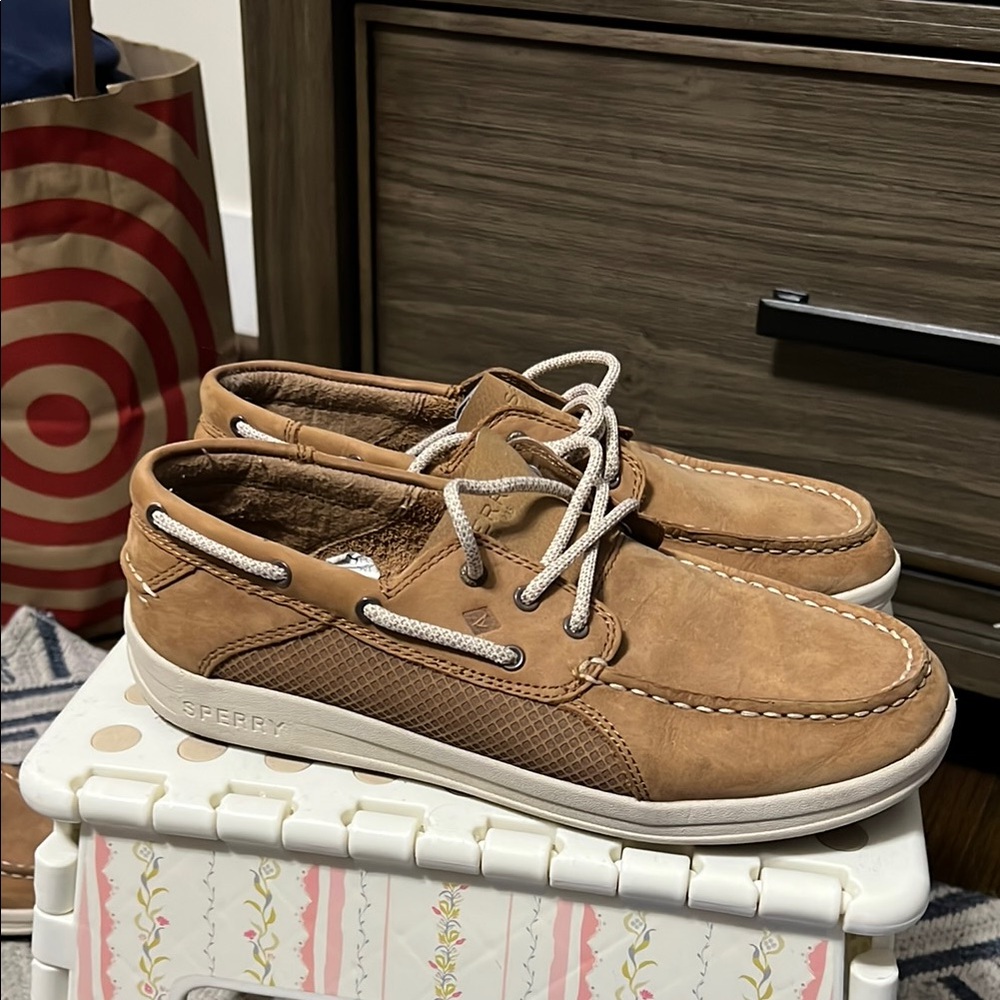 Sperry Tan Boat Shoes with Moccasin Construction